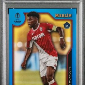 2021-22 Merlin Chrome UEFA #17 Blue Refractor Aurelien Tchouameni RC /75 PSA 10