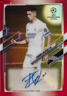 Federico Valverde 2020-21 Topps Chrome UCL Auto Red Refractor