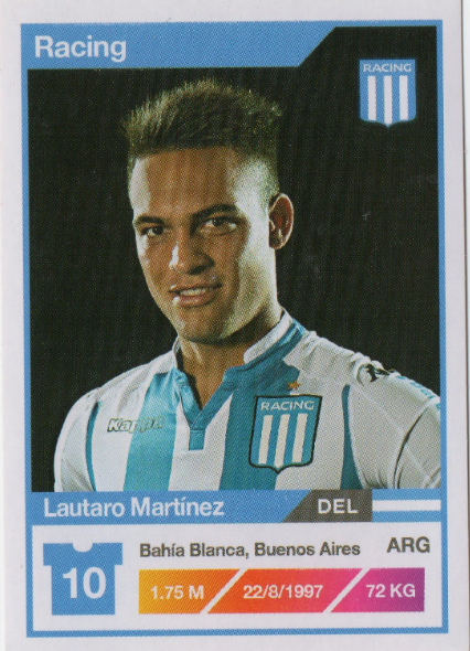 2017-18 Racing Club #10 Lautaro Martínez – True First Card