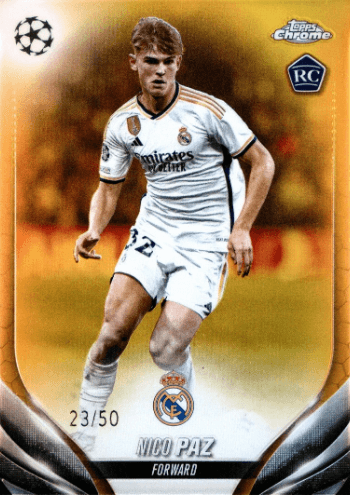 Nico Paz Topps Chrome UEFA Orange /50