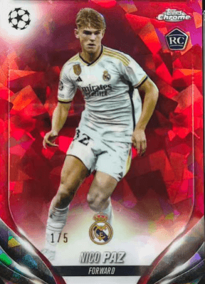 Nico Paz Topps Chrome UEFA Red /5