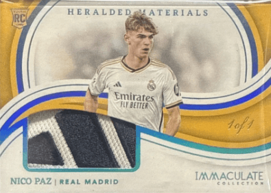 Nico Paz Panini Immaculate Heralded Materials 1/1