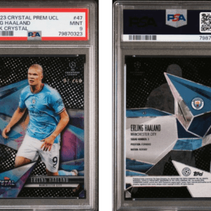 2022-23 TOPPS CRYSTAL PREM UCL #47 ERLING HAALAND BLACK CRYSTAL 37/50 PSA 9 City