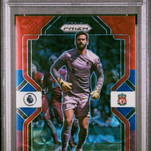 2022-23 Panini EPL Prizm Red/Blue/purple Choice #192 Alisson Becker 10/15 Psa 9