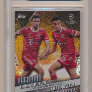 2022-23 Topps UCL Carnaval Muller Jamal Musiala Orange /25 BGS 9.5 Partnerships