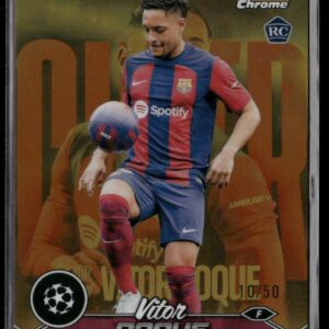 2023-24 Stadium Club Chrome UEFA Champions League #48 Vitor Roque Gold Rc Ref/50