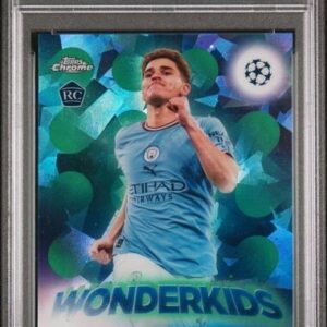2022-23 Topps Chrome Sapphire #w-9 Wonderkids Julian Alvarez Green /70 RC PSA 9