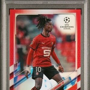 Eduardo Camavinga 2020-21 Topps Chrome UEFA RED Ref Rookie RC 01/10 PSA 8 #44