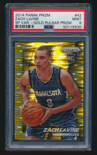 2014-15 Panini Prizm #42 Zach LaVine SP variations Gold Pulsar /10 PSA 9 RC