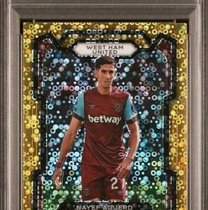 2023-24 Panini Prizm Nayef Aguerd Gold breakaway /10 EPL West Ham United PSA 10