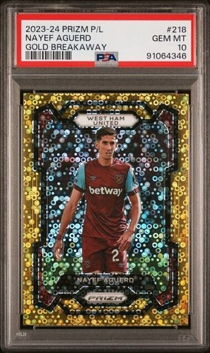 2023-24 Panini Prizm Nayef Aguerd Gold breakaway /10 EPL West Ham United PSA 10