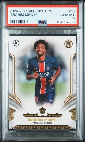 2024-25 TOPPS REVERENCE UEFA CLUB COMPETITIONS Rookie IBRAHIM MBAYE PSA 10 pop 1