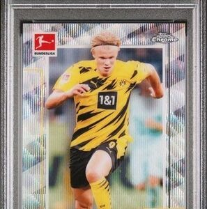 2020 TOPPS CHROME Bundesliga #32 ERLING HAALAND X-FRACTOR 161/250 PSA 10 POP 32