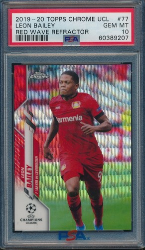 2019-20 Topps Chrome UCL Champions Leon Bailey Red Refractor #77 10/10 PSA 10