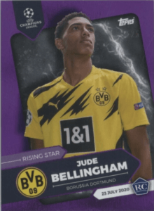 Jude Bellingham 2020 Topps On-Demand Set 21 UEFA CL Summer Signings Rising Star, purple rookie card