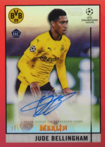 Jude Bellingham 2020-21 Merlin UEFA Champions League #31 Autograph, red rookie card