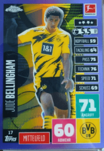 Jude Bellingham 2020-21 Topps Chrome Match Attax Bundesliga #17 Base #17 rookie card
