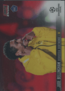 Jude Bellingham 2020-21 Stadium Club Chrome UEFA CL #54 Red refractor rookie card