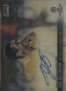 Jude Bellingham 2020-21 Stadium Club Chrome UEFA CL #54 Autograph, refractor rookie card
