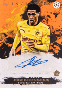 Jude Bellingham 2020-21 Topps Inception UEFA Champions League Autograph, orange rookie card