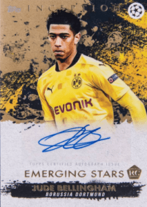 Jude Bellingham 2020-21 Topps Inception UEFA Champions League Emerging Stars autograph, gold rookie card