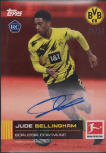 Jude Bellingham 2020-21 Topps Bundesliga Stars of the Season Autograph, Red /10 rookie card
